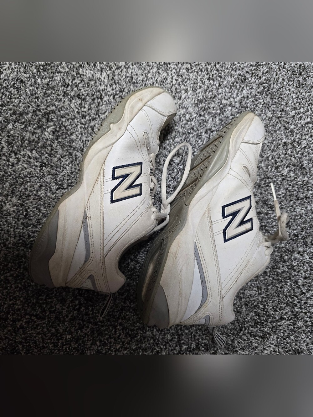 New Balance White with Navy 'N' Logo Running Sneakers